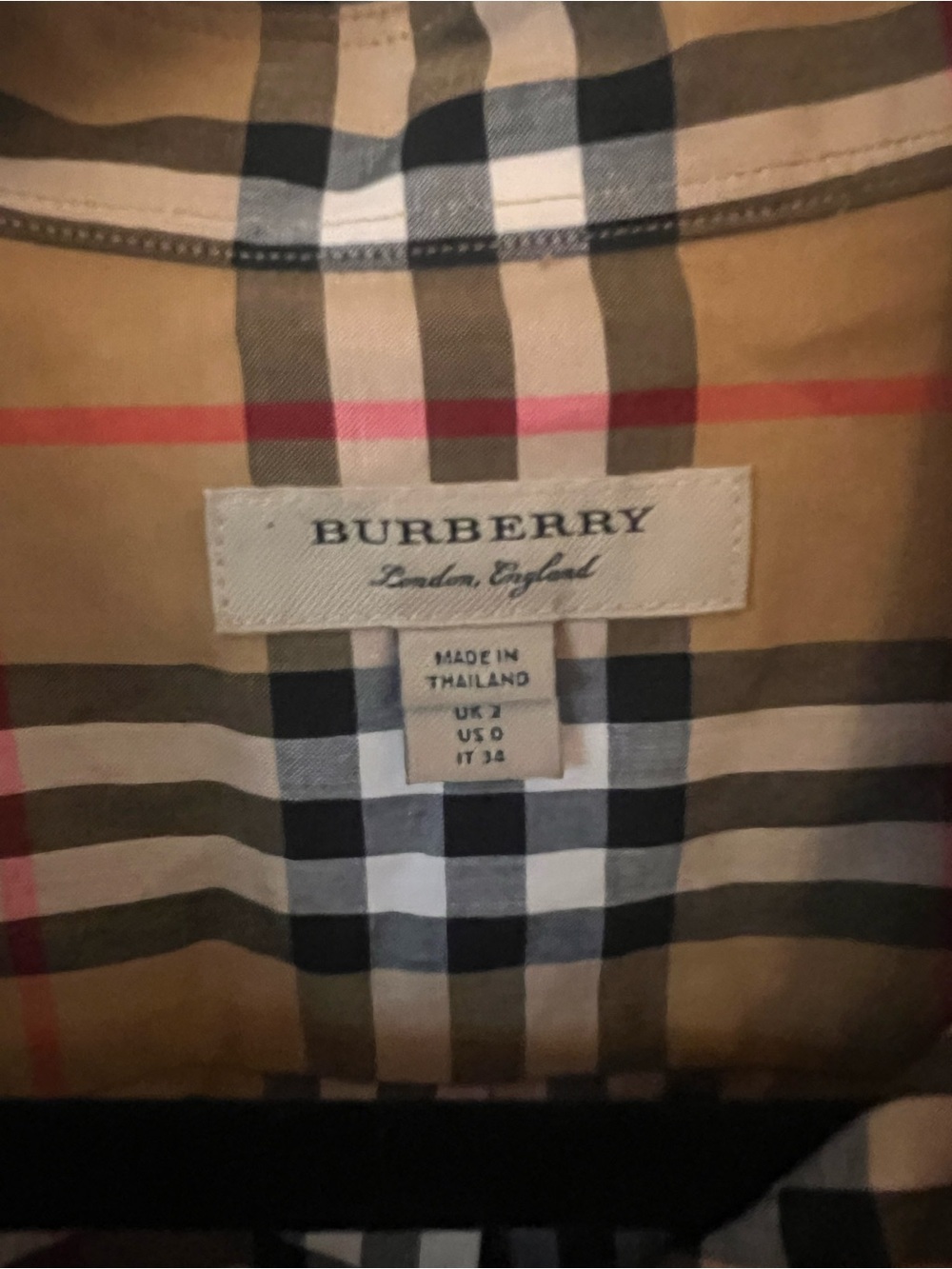 Burberry Classic Check Button Down Shirt Dress- Tan, Black, White, Red - Picture 4 of 7